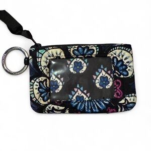 Vera Bradley Black and Blue ID Holder with Key Ring